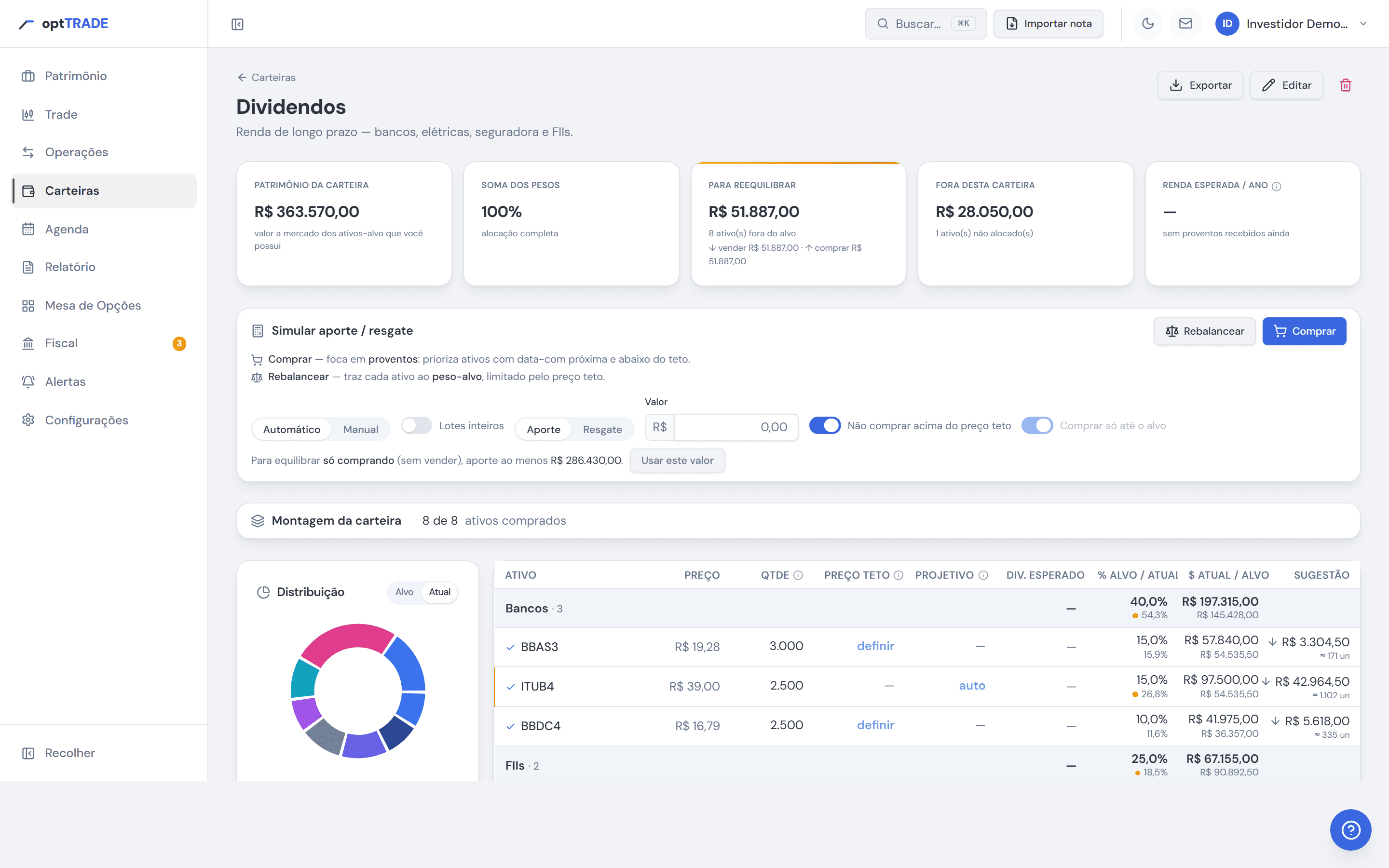 Carteiras · optTRADE